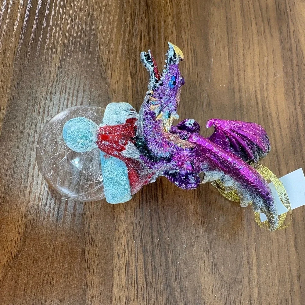 Mystical Dragons Holiday Ornaments on Crystal Ball and Resin Dragons‎ Lot of 7